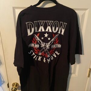 DIXXON Black Graphic Tee with Red Laurel & Knife Print